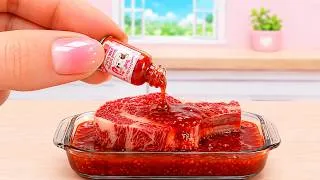 Thumbnail: Amazing Miniature Cooking Beef Recipe | How to Soak Steaks and Grill the PERFECT Steak