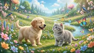 Thumbnail: Dreamy Puppy & Kitten Friends Vol.1 | The First Magical Meeting | Relaxing Fantasy Music