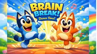 Thumbnail: Fun Brain Break for Kids 🕺💃 Bluey & Bingo Dancing | Preschool Movement Break to Boost Focus