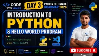 Thumbnail: Introduction to Python | Write Your First Python Program (Hello World) | Day 3