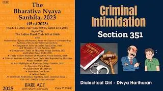 Thumbnail: CRIMINAL INTIMIDATION | MEANING AND PUNISHMENT | IN HINDI | BNS | LAW IN MINUTES | DIALECTICAL GIRL