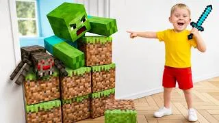 Thumbnail: Kids Get Trapped in Minecraft! Fun Survival Adventures for Kids