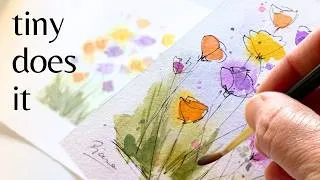 Thumbnail: Tiny watercolor, tiny painting set and tiny flowers. Pure painting satisfaction in under 15 minutes.