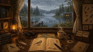 Thumbnail: Wingspan Inspired BGM | Rainy Lakeside Birdwatching Cabin Ambience for Board Game Nights