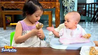 Thumbnail: Diem and baby Kim looked so happy eating chicken legs together