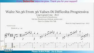 Thumbnail: Waltz No.36 From 36 Valses Di Difficolta Progressiva (Luigi Legnani) for Classical Guitar with TAB