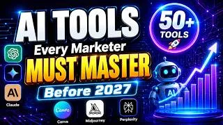 Thumbnail: Top 50 AI Tools Every Digital Marketer Needs to Know | Enroll Now