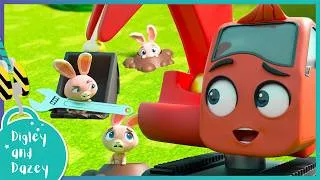 Thumbnail: 🚧 The Great Bunny Rescue! 🚜 | 10 Mins | Digley and Dazey | Kids Construction Truck Cartoons