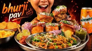 Thumbnail: COOKING & EATING SPICY BHURJI PAV ON A RAINY DAY | BHURJI PAV WITH SPICY CHUTNEY EATING CHALLENGE 