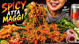 Thumbnail: COOKING & EATING SPICY ATTA MAGGI | MAGGI EATING CHALLENGE WITH LOTS OF CHILLIES, FRIES COKE MUKBANG