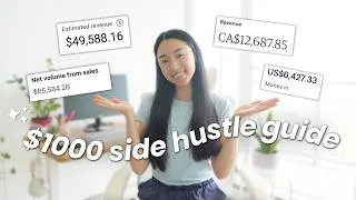 Thumbnail: How I turned 1 hour day into $1,000 month 💸 TOP tips for aspiring side hustlers