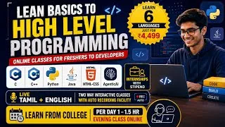 Thumbnail: Learn Basic to High Level Ai Programming|Freshers to Placements|C,C++,Python,Java,HTML-Css,AgenticAi