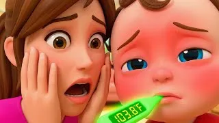 Thumbnail: Sick Song! 🤒 Leo Gets a Fever & Doctor Checkup | Ding Dong Kids English Nursery Rhymes
