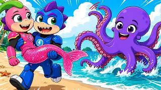 Thumbnail: Flora Mermaid & Octopus Swap Colors | Dino Action Animation | DinoCrew