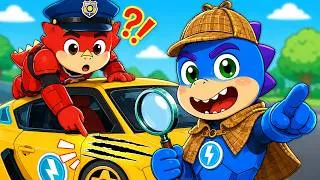 Thumbnail: Police Bolt & Pyro Investigate a Car Scratch | Dino Action Animation | DinoCrew