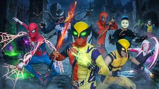 Thumbnail: 7 SPIDERMAN Vs SMILING WOMAN REAL LIFE ESCAPE 910.0 | Deadpool & Wolverine Enter Squid Game!