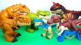 Thumbnail: 6 DINOSAURS: T-REX, INDOMINUS REX, GIGANOTOSAURUS, 2 CARNOTAURUS, SPINOSAURUS - TOYS ASMR DKT 260710