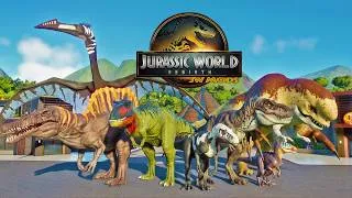 Thumbnail: Jurassic World Rebirth Mods Battle and Rampage in JWE Park - Spinosaurus, D-Rex, TyrannoTitan, T-Rex
