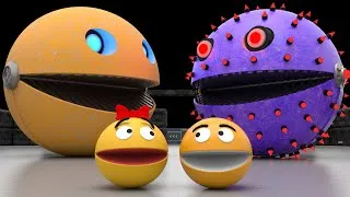 Thumbnail: Pacman Robot Vs Monsters and Cartoon Cat