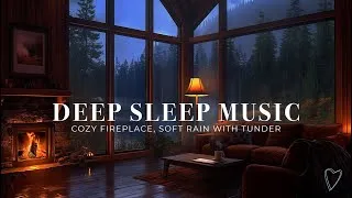 Thumbnail: Cozy Living Room 🔥 | Relaxing Fireplace, Rain & Thunderstorm Sounds for Sleep | 8 Hours