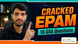 Thumbnail: I Cracked EPAM Java Interview | 10 DSA Questions | EPAM Java Coding Questions and Answers