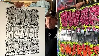 Thumbnail: Drawing/designing a GWAR-HELMET-DWARVES tour poster