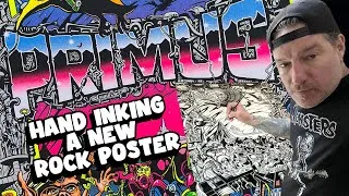 Thumbnail: Hand inking a poster for Primus Onward & Upward tour 2025