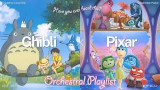 Thumbnail: 𝗣𝗹𝗮𝘆𝗹𝗶𝘀𝘁 | Ghibli x Pixar Orchestral Music Collection ♥️🙂 Ghibli x Pixar Orchestral  #CreatedbyHuman