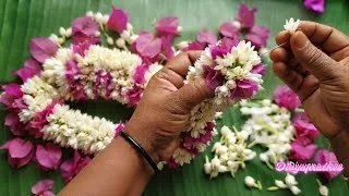 Thumbnail: Combined Flower Garland Making Tutorial/Jasmine & Bougainvillea Hair Veni DIY/Gajra/veni/florist