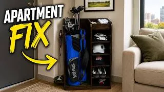 Thumbnail: I Built the Golf Organizer Every Apartment Golfer Needs (Free Cut List + Plans)
