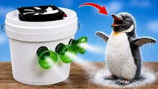 Thumbnail: A super efficient homemade air conditioner that can cool down even a penguin! DIY INVENTOR