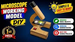 Thumbnail: microscope working model making for science project exhibition - cardboard - diy  - diypandit