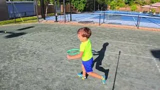 Thumbnail: Toddler Tennis: Rallies and Serves #toddlers #tennisdrills #tennis #kidsactivities #sports