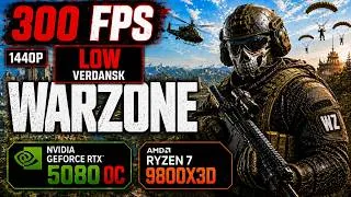 Thumbnail: Warzone RTX 5080 OC, RYZEN 7 9800X3D, 1440p LOW, DLSS, Verdansk