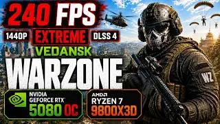 Thumbnail: Warzone RTX 5080 OC, RYZEN 7 9800X3D, 1440p Extreme, DLSS 4, GAMING TEST, VERDANSK