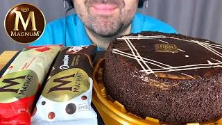 Thumbnail: ASMR EATING CHOCOLATE CAKE + MAGNUM CHOCOLATE ICE CREAM BARS MUKBANG (EATING SOUNDS) EATING SHOW