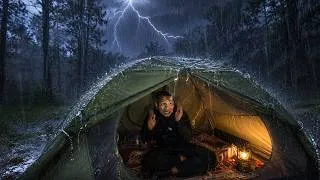 Thumbnail: EXTREME RAINY WEATHER AND BRUTAL THUNDER I EVER MET-Camping in Torrential