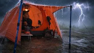 Thumbnail: EXTREME RAINY WEATHER AND BRUTAL THUNDER I EVER MET-Camping in Torrential