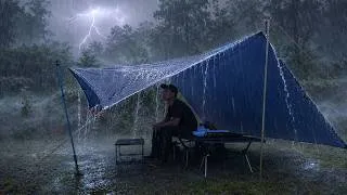 Thumbnail: Alone in a Brutal Storm ⛈️Surviving a Violent Storm Alone in the Forest