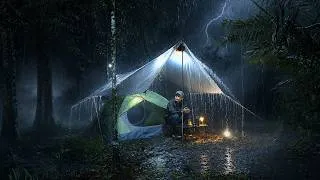 Thumbnail: solo camping rainstrom⛈️solo camping heavy rain and thunderstorm