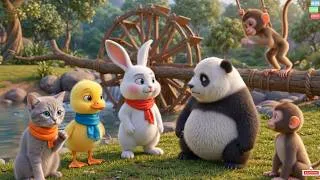 Thumbnail: 🐰🐤Roro, Dodo & Kiki:Cute Animals Build a Magic Water Wheel🛠️