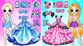 Thumbnail: Princess Paper Doll Dress-Up in Blue and Pink Outfits | DIY Fashion Story