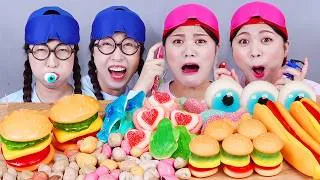 Thumbnail: Jelly Gummy Dessert Race challenge DONA