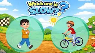 Thumbnail: Which One is Fast or Slow? 🚗🐢 Fun Kids Quiz | Brain Challenge