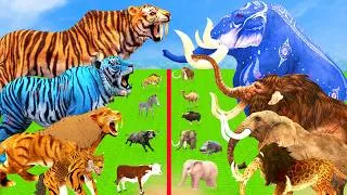 Thumbnail: 10 Mammoth Elephant Cow vs 5 Elephant Buffalo vs 10 Giant Tiger Wolf Bull Tiger Cub Saved By Mammoth
