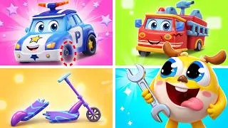 Thumbnail: 🚒 Repair Fire Truck, Police Car & Ambulance 🔧 | Fix Broken Vehicles Song | DooDoo & Friends