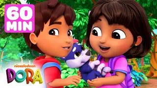 Thumbnail: Dora & Diego Rescue Baby Animals! 🐶 60 Minutes | Dora & Friends