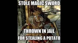 Thumbnail: Stealing potaoes in skyrim doesn't get you "arrested," lol...