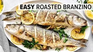 Thumbnail: Super Easy ROASTED BRANZINO Recipe (Lemon Garlic Herb)