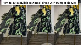 Thumbnail: How to cut a stylish cowl neck dress with trumpet sleeves #viral #how